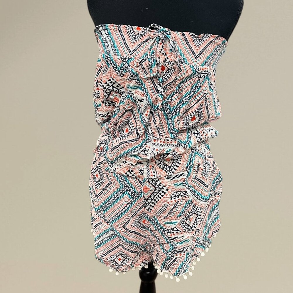 Boho Print Strapless Romper